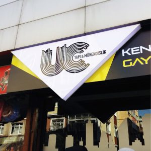 Üç Mühendis Kompozit Üzeri Işıklı Pleksi Harf Tabelası